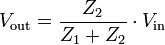 Voltage divider formula